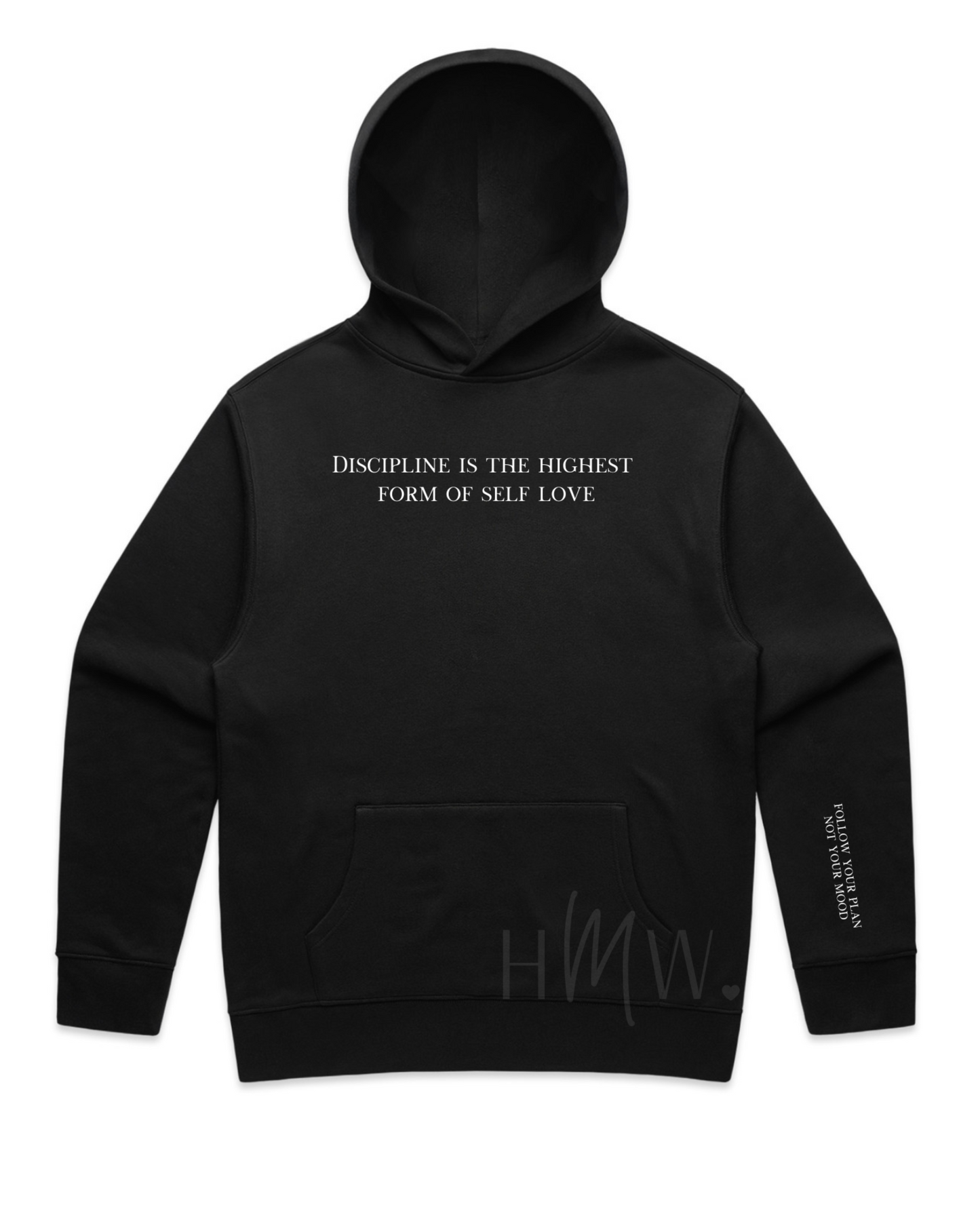 Discipline is the highest form of self love - Unisex Relaxed Hoodie - Embroidery w/sleeve design -